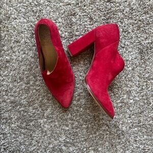 Vince camuto- Red Suede Block Heel Ankle Boots